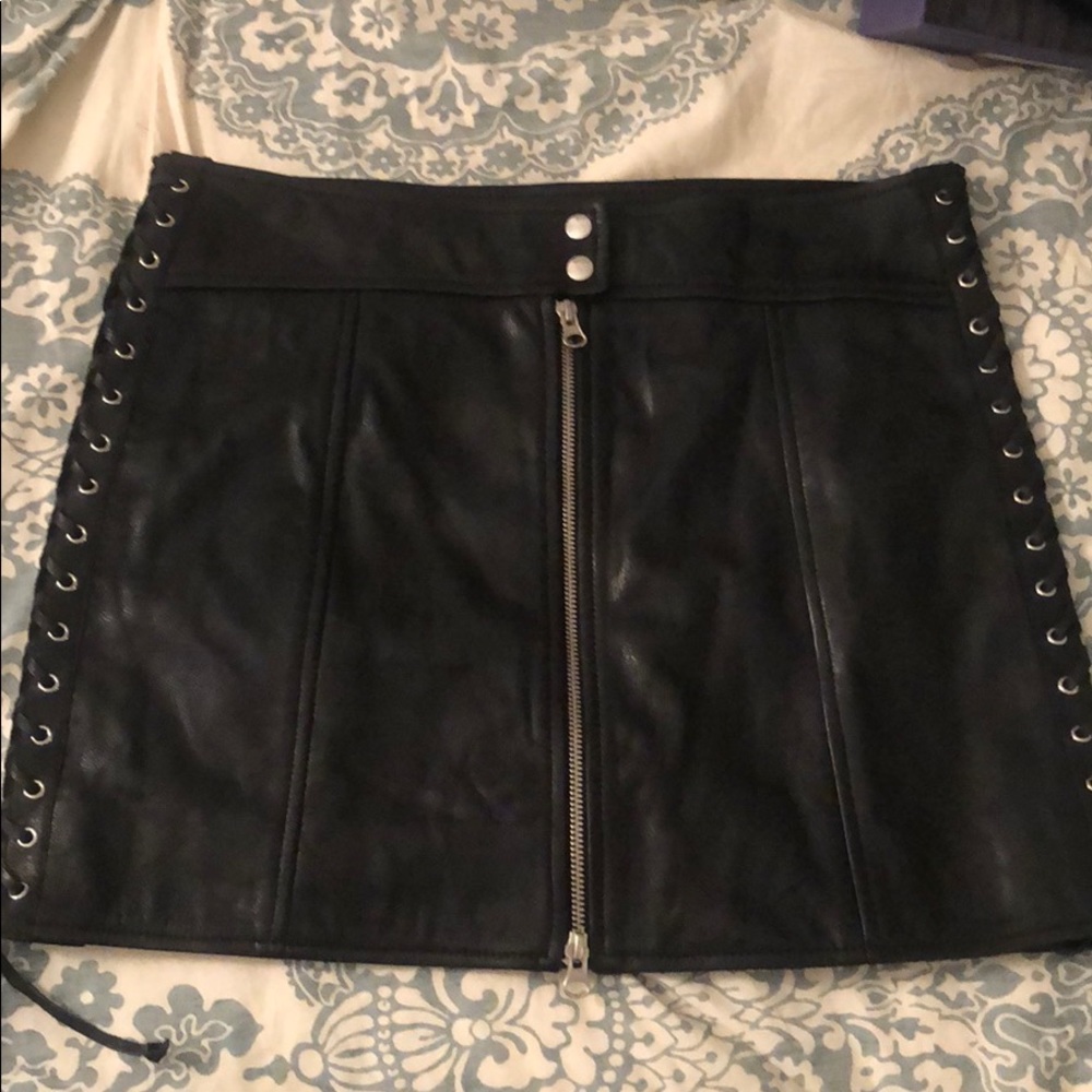 Alexander McQueen Black Leather Mini Skirt